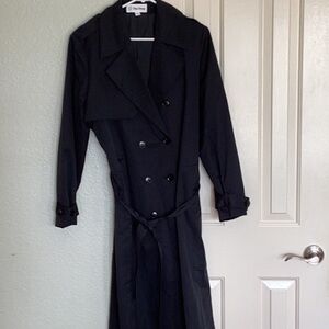 Midi Black Trench Coat Double Breasted